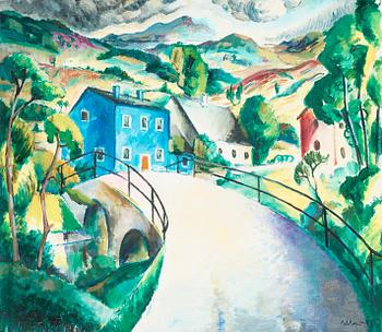 34. Albert Abbe, "Landskap från Hallandsås" (Det blå huset).