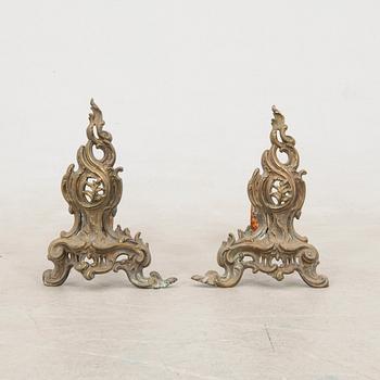 Fire dogs a pair Louis XV style early 20th century.