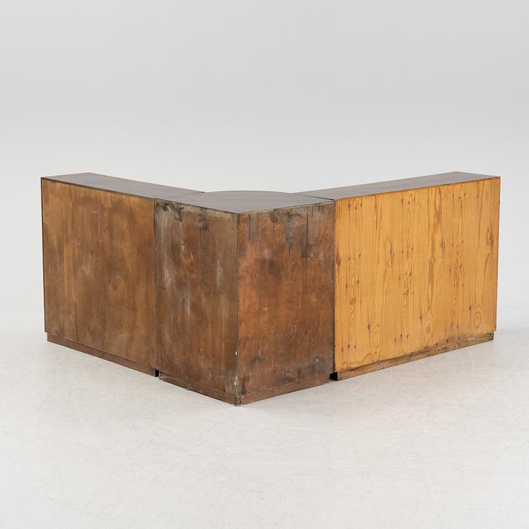 A three piece stained birch book case, 1930s.