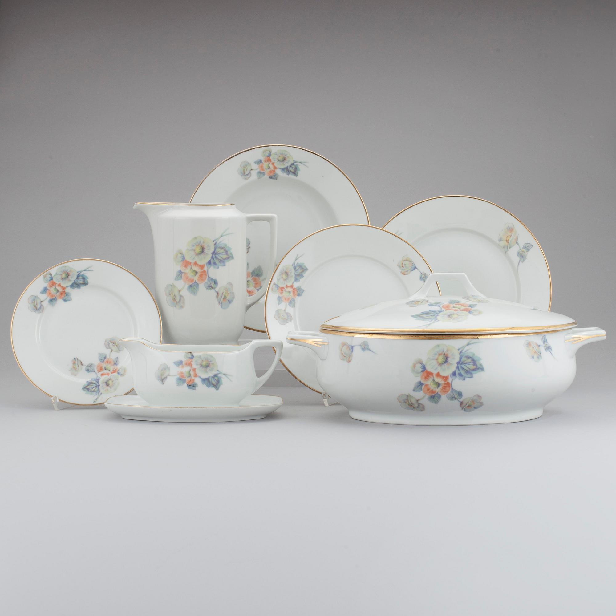 MATSERVIS, 50 delar, porslin, Karlskrona porslinsfabrik, 1920-/30-tal.