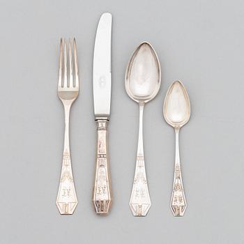 Gösta Helenius, Bestickuppsättning, 48 delar, silver, Åbo 1912 och 1915.