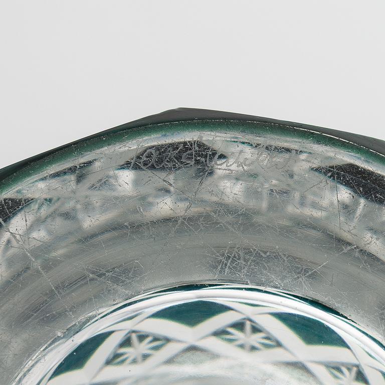 A set of two glass vases, Val Saint Lambert,  signed, Belgium second half of the 20th century.