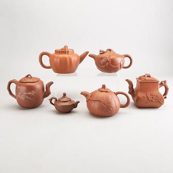 Tekannor, 6 st Kina 1900-tal lergods.