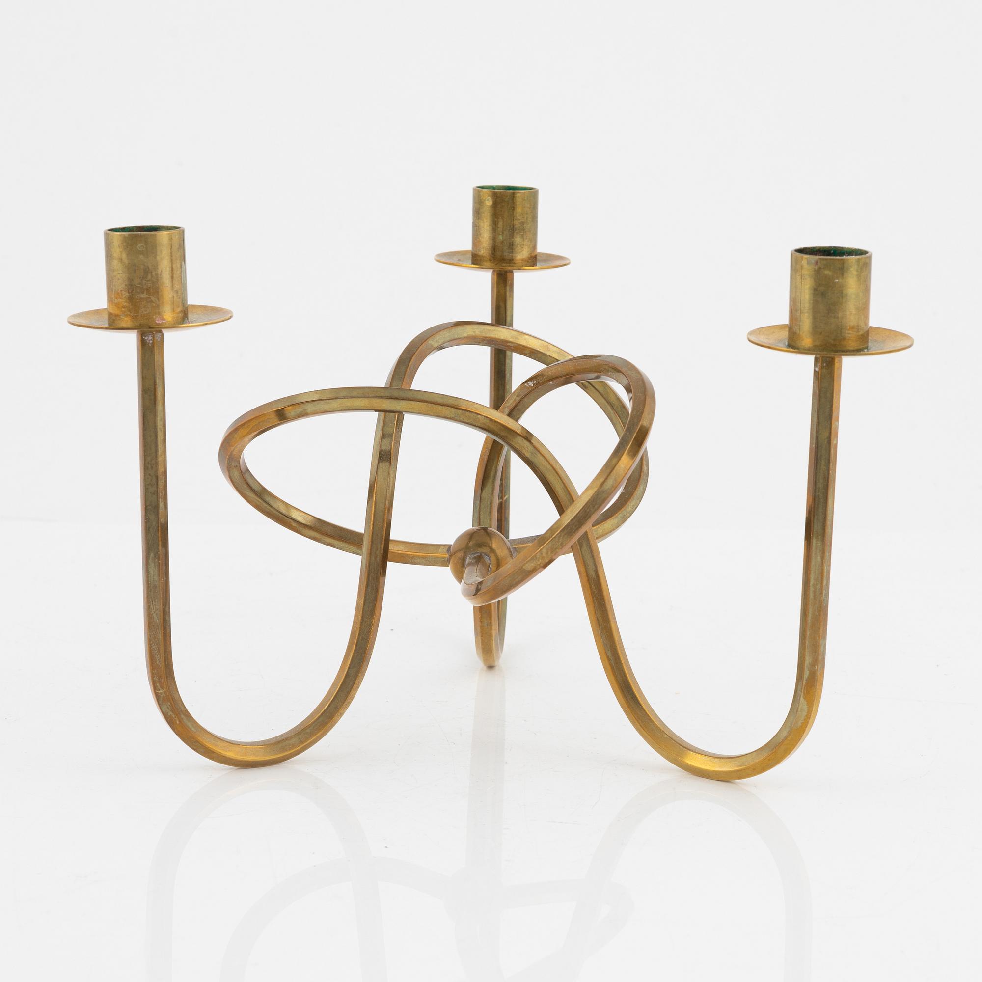 Josef Frank, kandelaber, mässing, "Vänskapsknuten", Firma Svenskt Tenn.