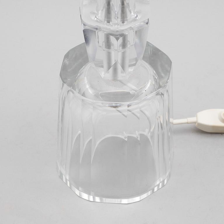 BORDSLAMPA, glas, möjligen Reijmyre, 1900-talets andra hälft.