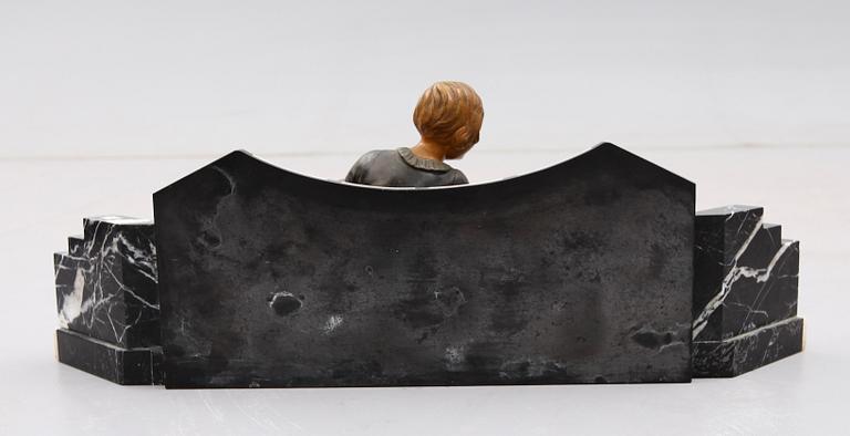 SKULPTUR, art déco, metall, marmor och onyx, 1900-talets första hälft.