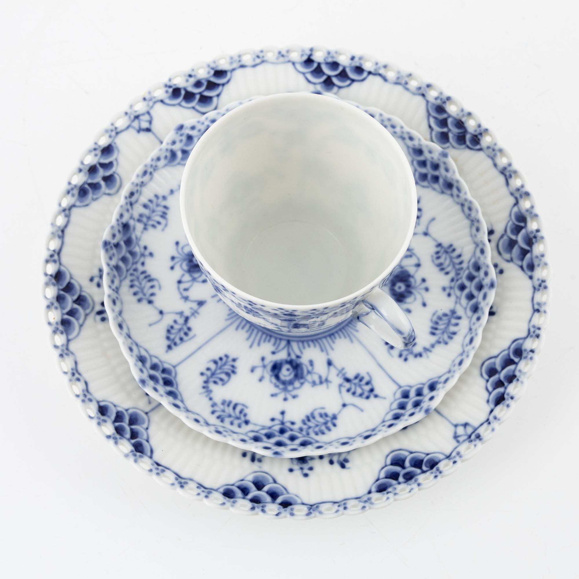 Royal Copenhagen, kaffeservis, 16 delar, porslin, "Musselmalet Halv- och Helblonde", Danmark.