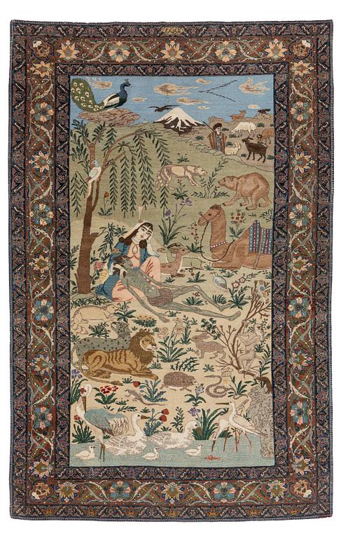 A carpet, semi-antique, Tabriz, signed, ca 271 x 175 cm.