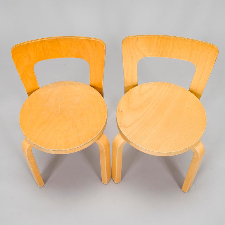Alvar Aalto, children's chairs, model N65, for Artek, late 1990s.