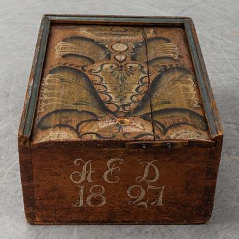 A 19th century painted box and casket.