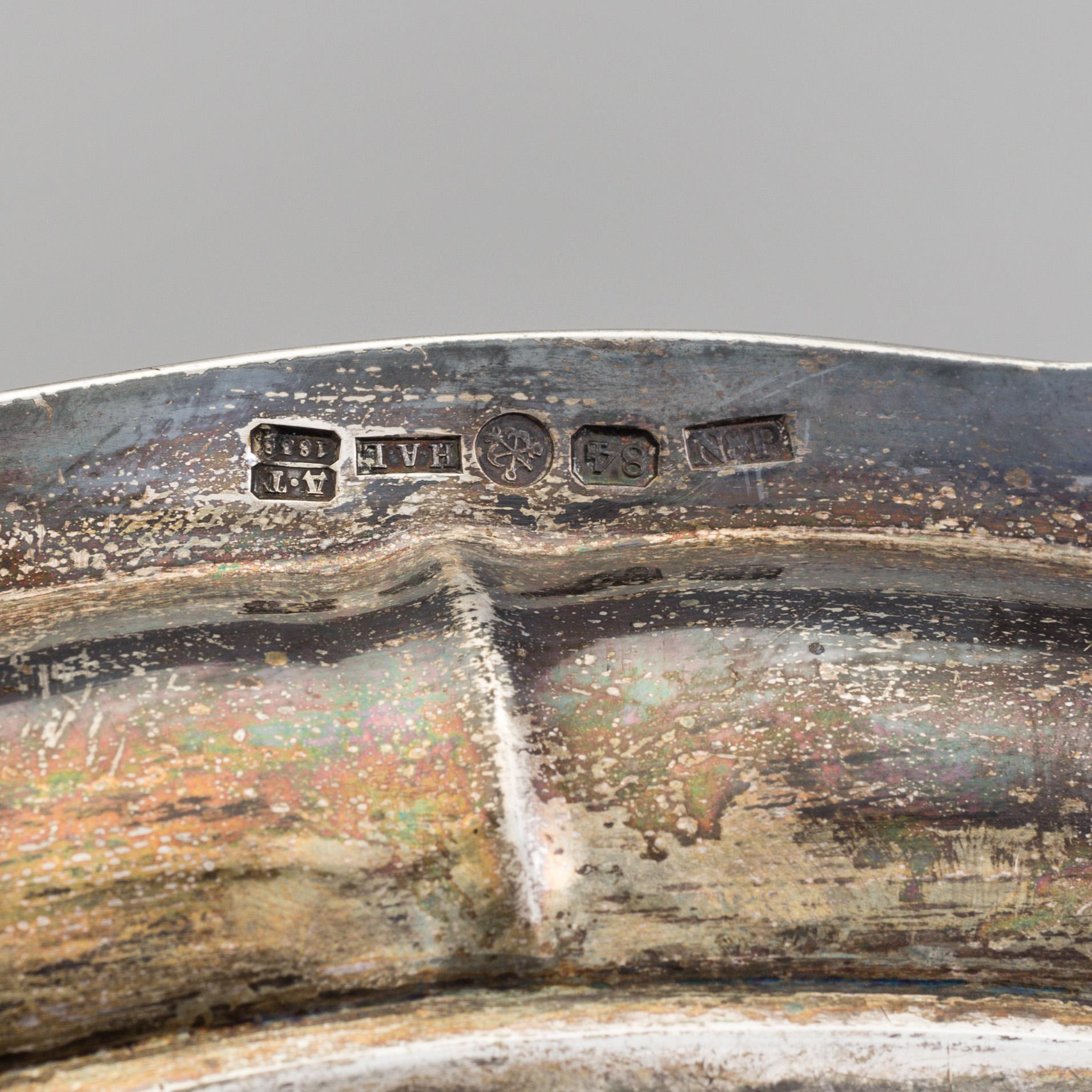 A Russian silver tray, marked Nichols & Plinke, St. Petersburg 1838.