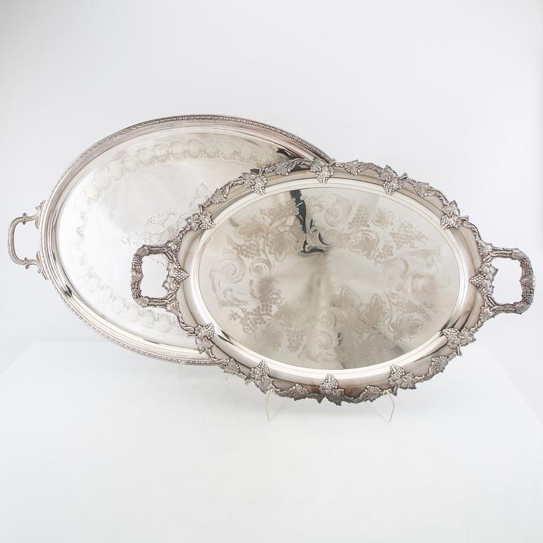 Trays 2 pcs of silver-plated metal, first half of the 20th century.