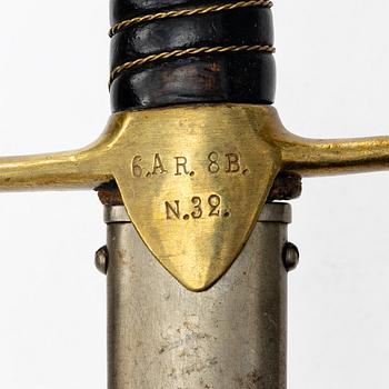 A Swedish artillery saber 1889 pattern with scabbard.