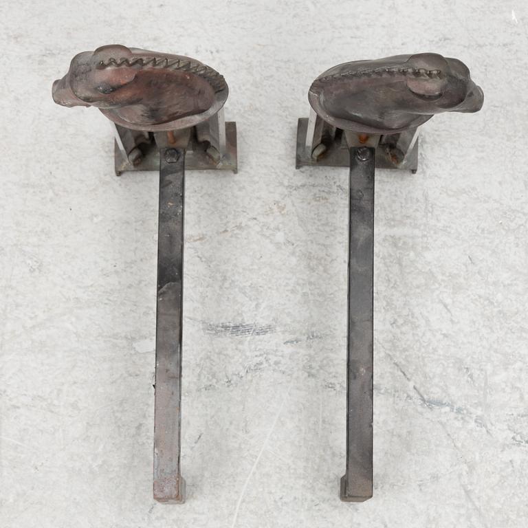 Fire dogs, a pair, Art Deco, first half of the 20th century.