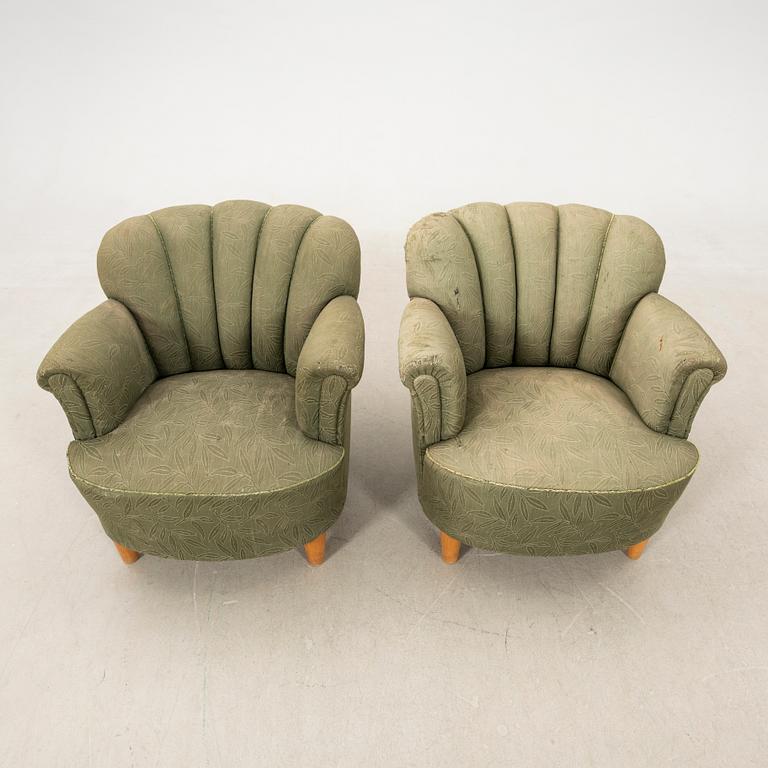 Armchairs a pair Swedish Modern 1940s.