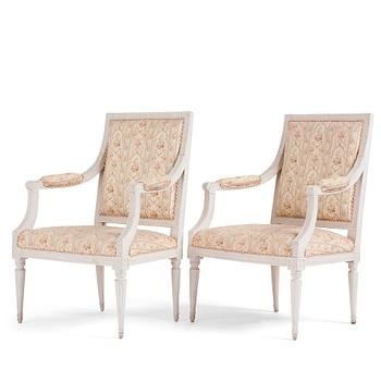 66. A pair of Gustavian armchairs by J. Lindgren (master in Stockholm 1770-1800).