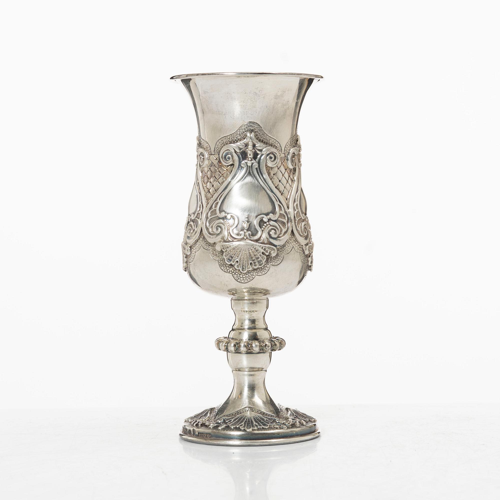 Champagnekalkar, 10 st, sterlingsilver, rokokostil, 1900-tal.