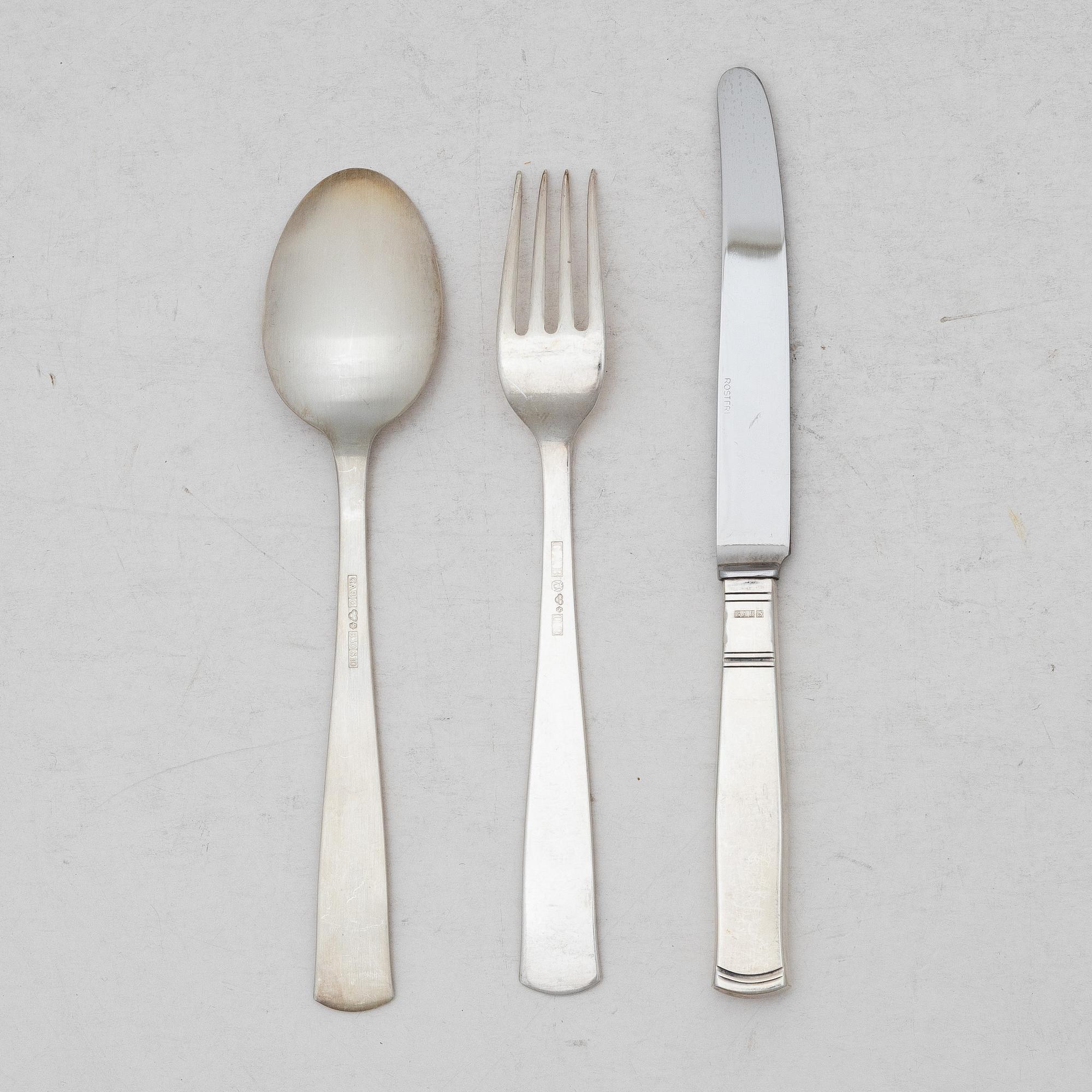 Jacob Ängman, A Swedish silver cutlery set, 'Rosenholm', GAB, Stockholm and Eskilstuna, some 1992 (30 pieces).