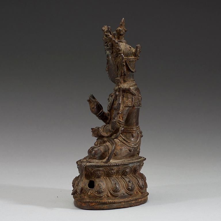 A bronze figure of Manjushri, Ming dynasty (1368-1644).