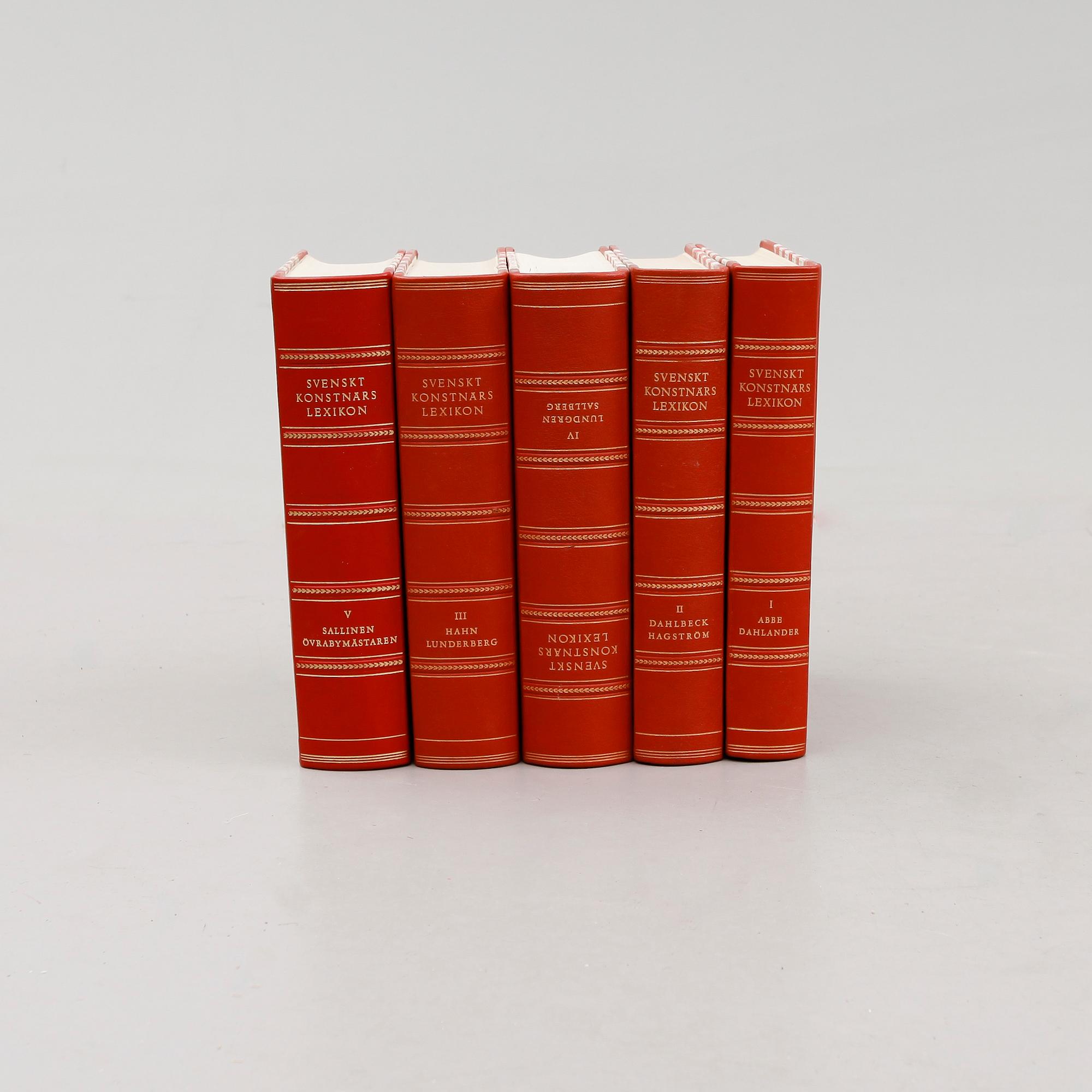 BÖCKER: SVENSKT KONSTNÄRLEXIKON, Abbe-Dahlander, Allhems, 1952, 5 volymer.