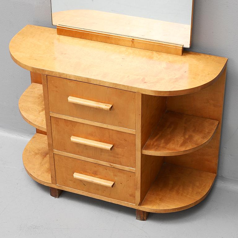 A mid 20th Century two piece birch hall furniture.