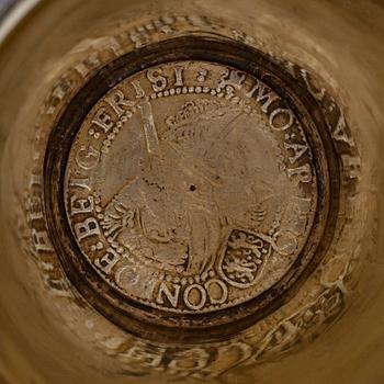 A BEAKER silver, parcelgilt. Likely Johan Wittfoth, Åbo 1746. In the bottom a coin from 1612.