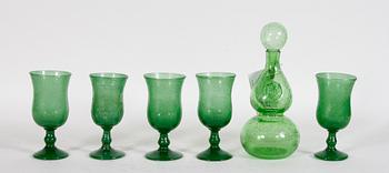 KARAFF samt GLAS, 5 st, glas.