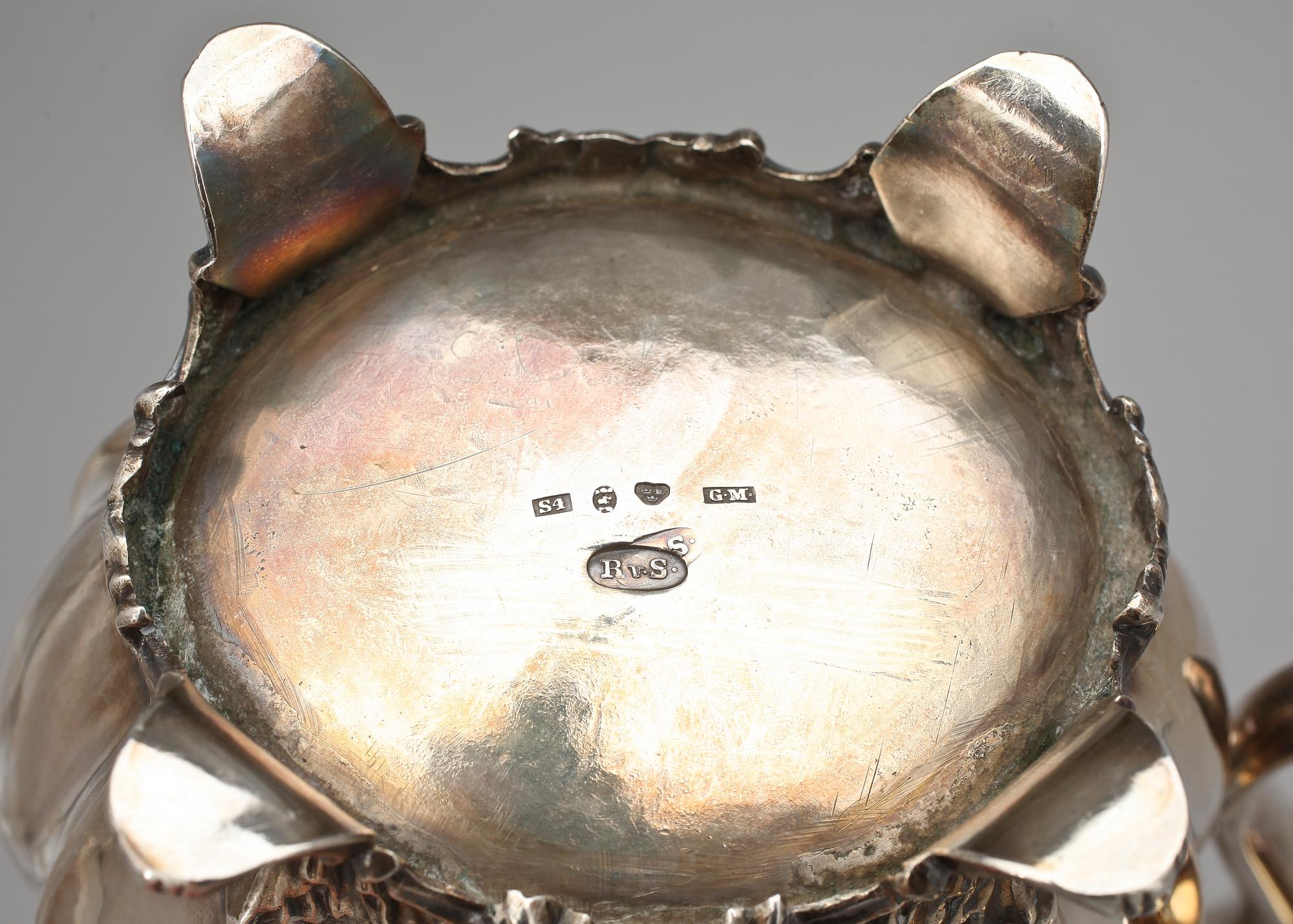 MJÖLKKANNA, TESIL samt SOCKERSKÅL, silver/nysilver, bl.a. Gustaf Möllenberg, Stockholm, 1848, silvrets vikt ca 328g.