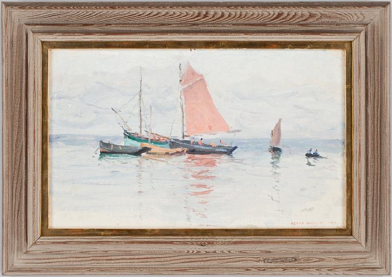 OSCAR HULLGREN, olja på pannå, sign o dat 1929.