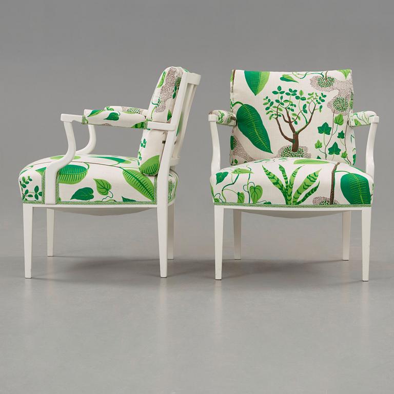 Josef Frank, a pair of white lacquered armchairs, Svenskt Tenn, Sweden, model 969.