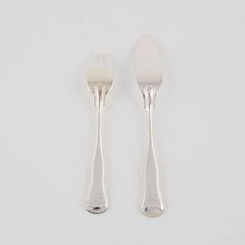 A Danish Silver Fish Cutlery, 'Old Danish', Cohr,  with Swedish import mark (24 pieces).