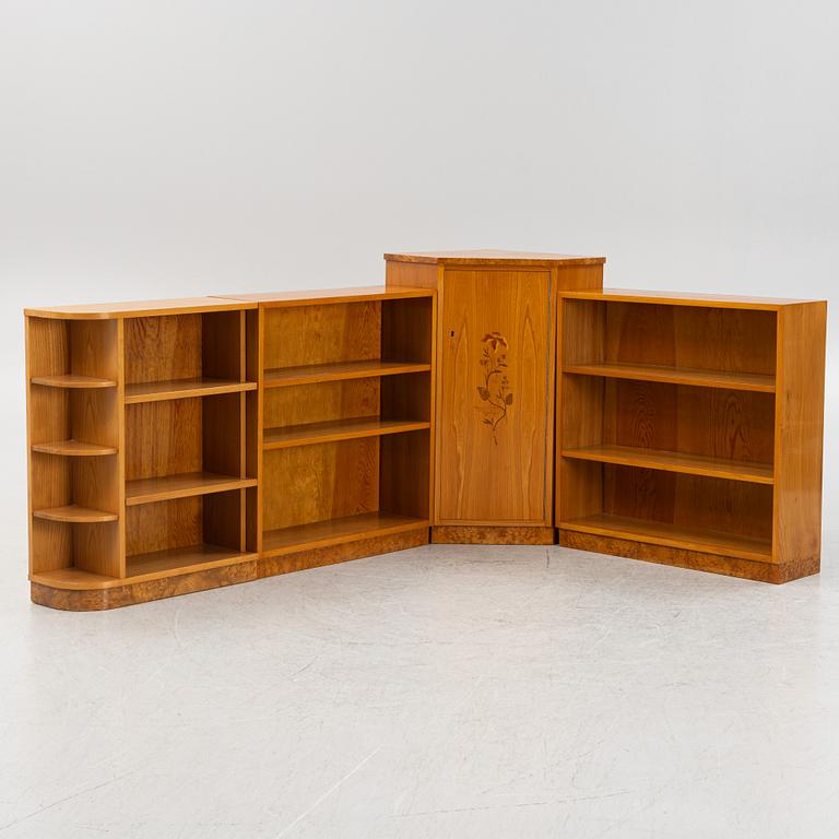 Bookshelves, a pair, functionalist style, 1930s/40s.