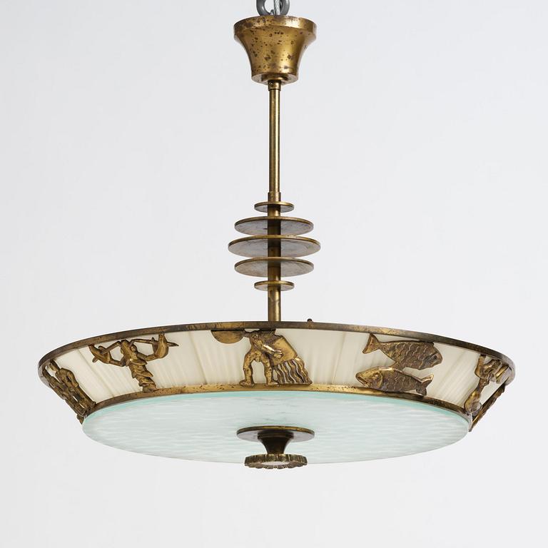 Bröderna Malmströms Metallvarufabrik, a ceiling lamp model "1566", Malmö, 1940s.