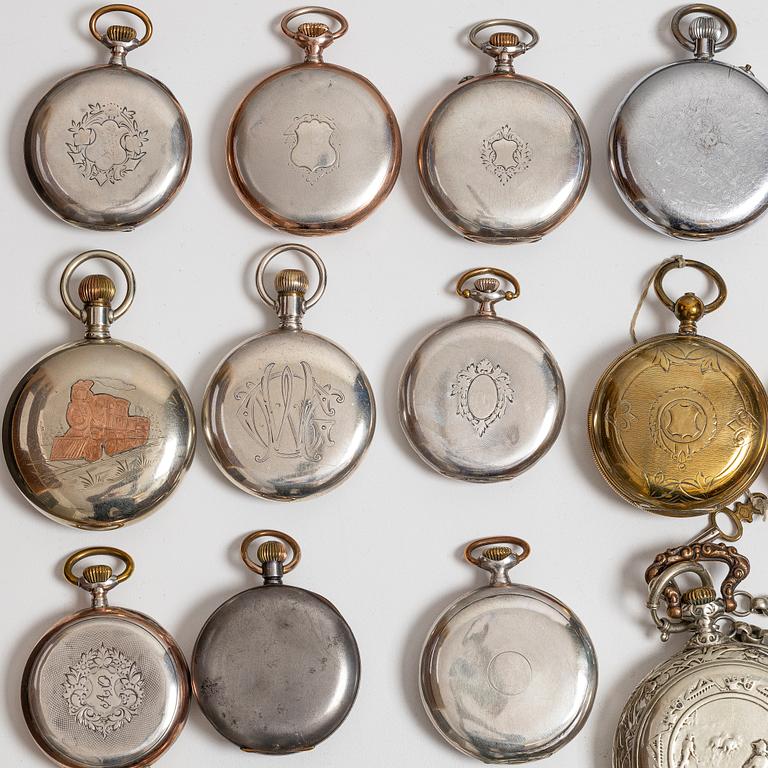 Collection of pocket watches, 63 pieces, "No reserve", various materials.