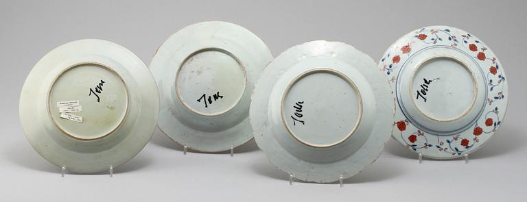 TALLRIKAR, 4 st, porslin, Kina, 1700-tal.