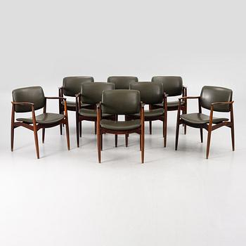 Erik Buch, armchairs, 8 pcs, Denmark, 1960s.