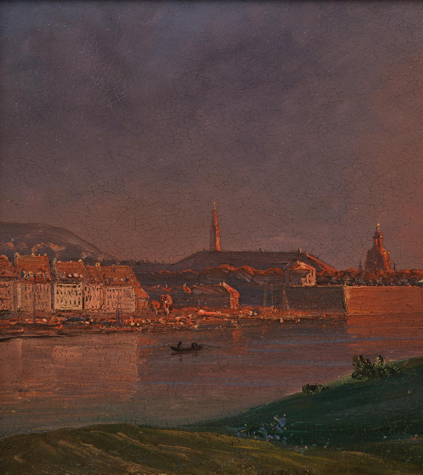 Knud Andreassen Baade, View over Dresden at sunset.