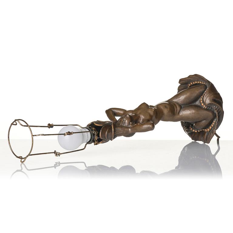 Hjördis Nordin-Tengbom, a patinated bronze table lamp, Herman Bergman konstgjuteri, Stockholm, 1922.