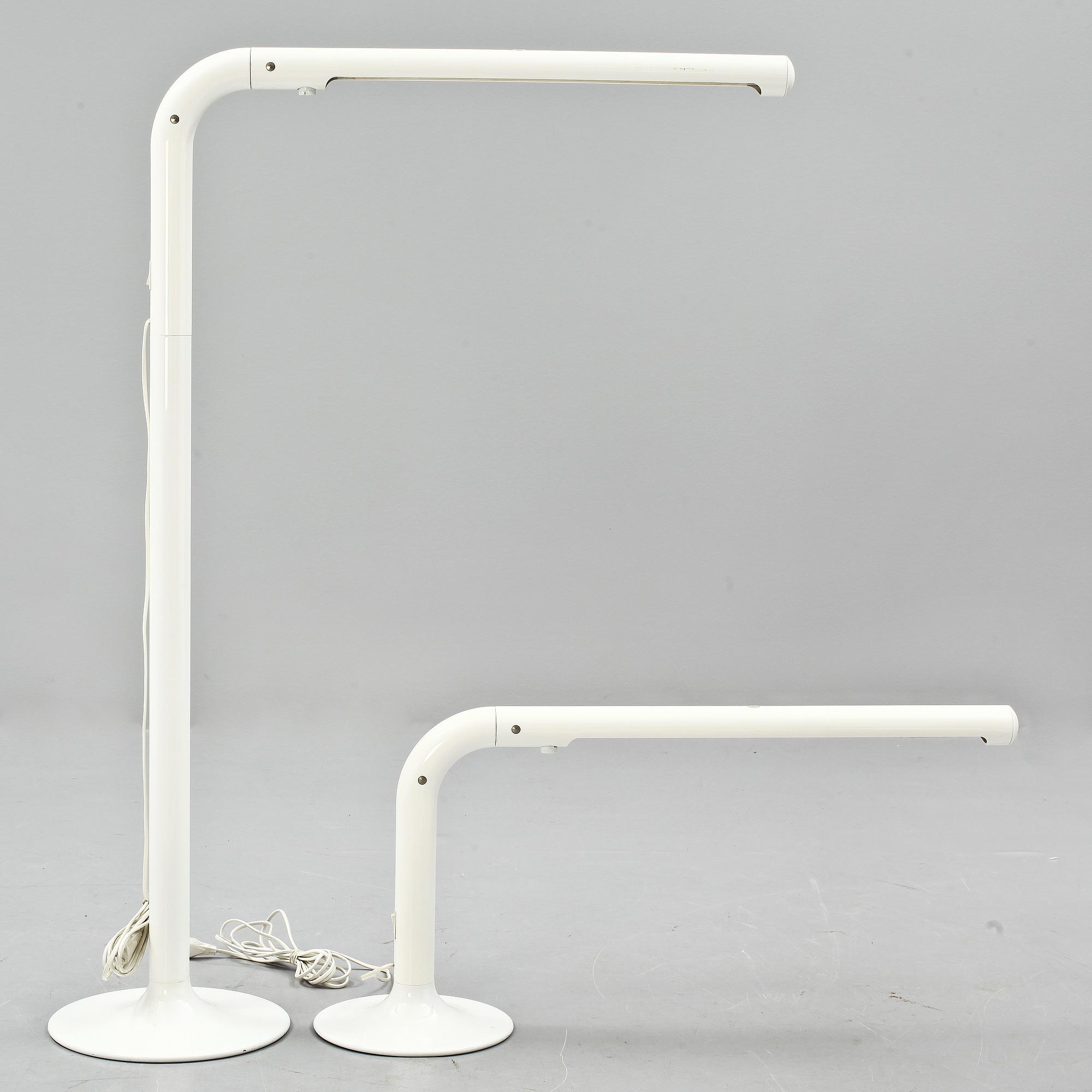 BORDSLAMPA samt GOLVLAMPA, "Tuben", Anders Pehrson, Ateljé Lyktan, Åhus.