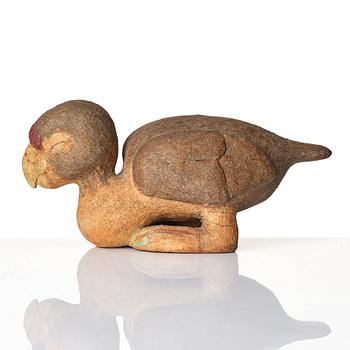 Tyra Lundgren, a stoneware sculpture of a bord, her own workshop, Sweden 1959.