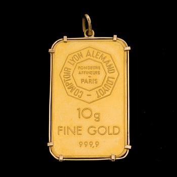 PLAKETT, fine gold 999,9. Comptoir Lyon Alemand Louyot. 10 gram.