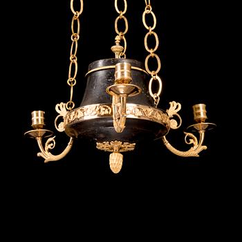 A Late Gustavian three-candle hanging-lamp from around year 1800.