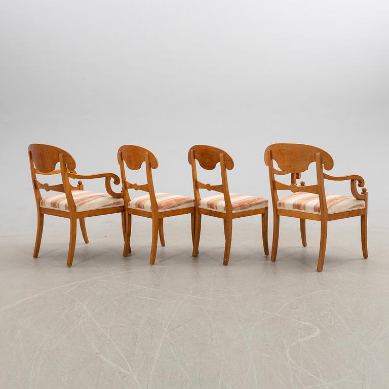 Chairs, two pairs, Karl Johan style. Early 20th century.