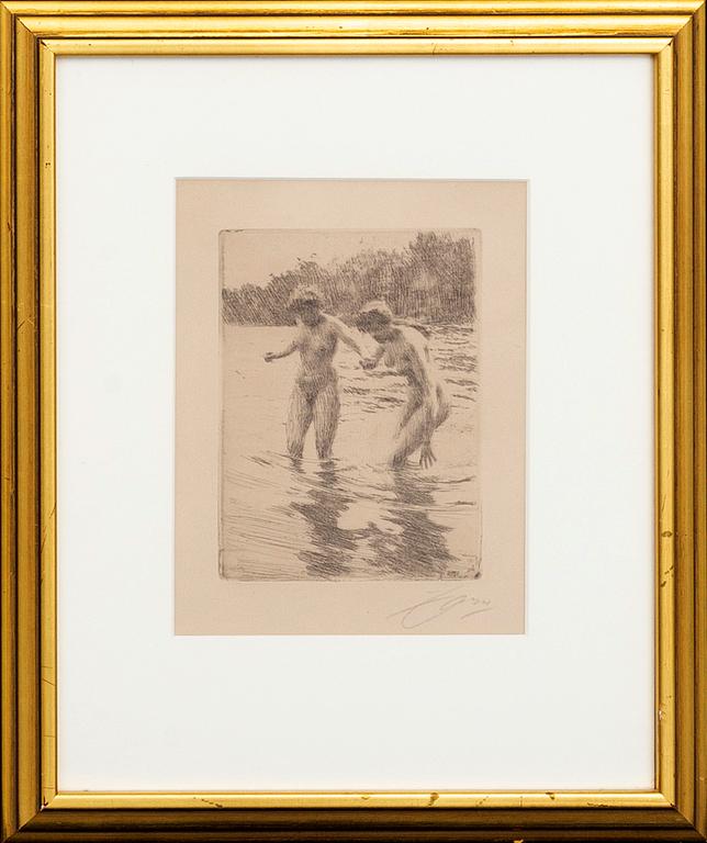 Anders Zorn, a signed etching from 1910.