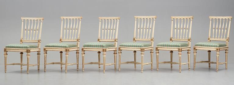 Six Gustavian 18th century chairs by E Öhrmark.