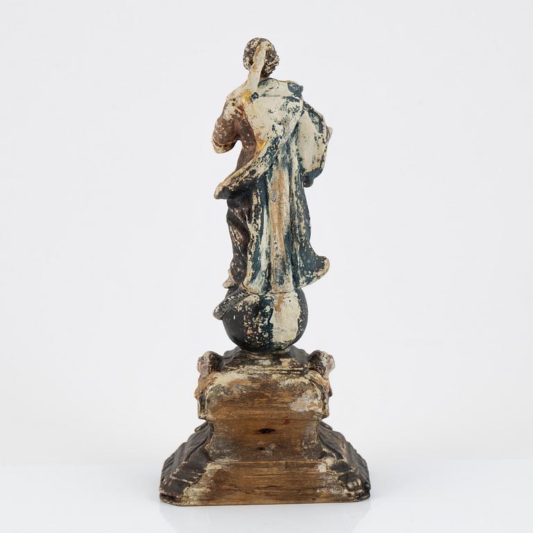A carved and painted figure of the Virgin Mary crushing the Serpent, Southern Europe, 18th/19th century.