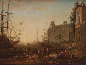 835. Claude Lorrain After, Port scene with the Villa Medici.