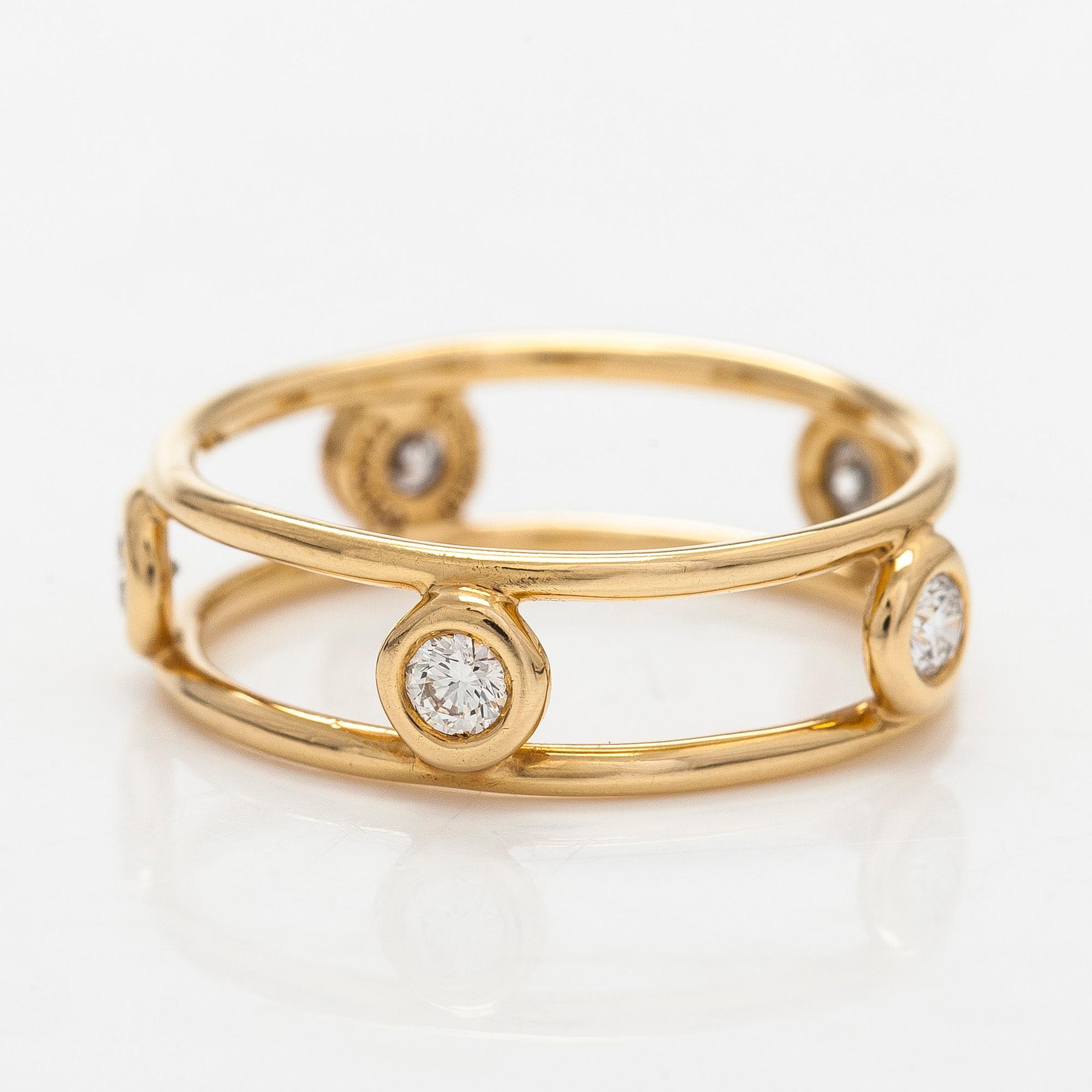 Tiffany & Co, Elsa Peretti, ring, "Diamonds by The Yard", 18K guld och briljantslipade diamanter.