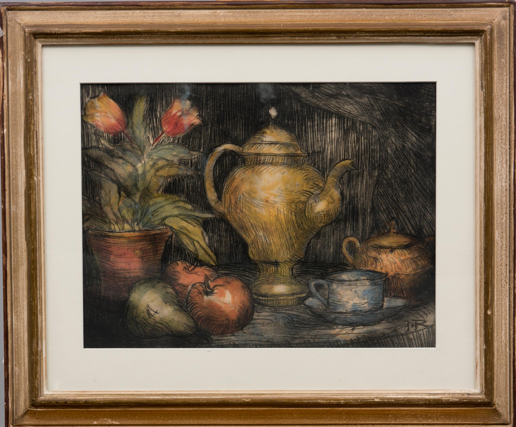 JALMARI RUOKOKOSKI, färgetsning, signerad i plåten J.R.