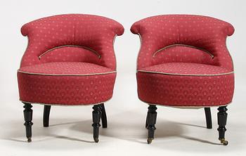 FÅTÖLJER, ett par, sent 1800-tal.